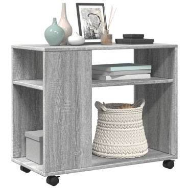 vidaXL Βοηθητικό Τραπέζι με Ρόδες Γκρι Sonoma 70x35x60cm Επεξ. Ξύλο 1 τεμ.