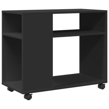 vidaXL Βοηθητικό Τραπέζι με Ρόδες Μαύρο 70x35x60cm Επεξ. Ξύλο 1 τεμ.