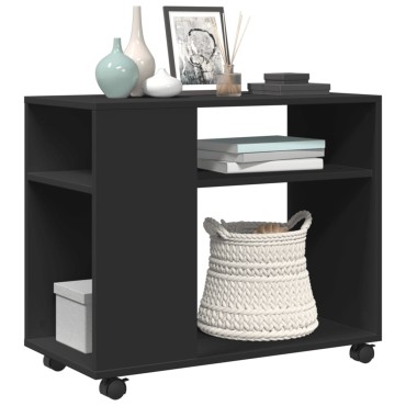 vidaXL Βοηθητικό Τραπέζι με Ρόδες Μαύρο 70x35x60cm Επεξ. Ξύλο 1 τεμ.