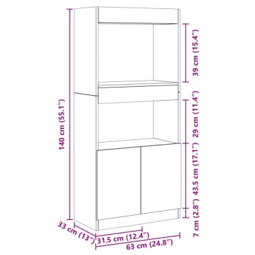 vidaXL Ντουλάπι Όψη Παλαιού Ξύλου 63x33x140cm Επεξεργασμένο Ξύλο 1 τεμ.