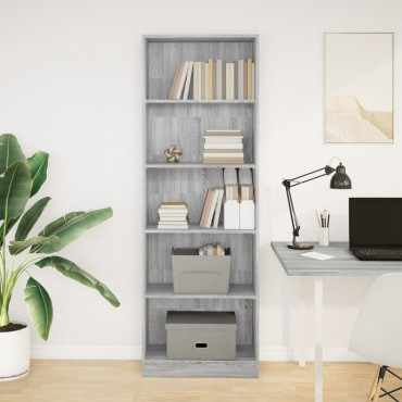 vidaXL Βιβλιοθήκη Γκρι Sonoma 60x24x176cm από Επεξεργασμένο Ξύλο 1 τεμ.