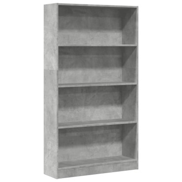vidaXL Βιβλιοθήκη Γκρι Σκυροδέματος 80x24x143cm Επεξεργ. Ξύλο 1 τεμ.