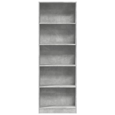 vidaXL Βιβλιοθήκη Γκρι Σκυροδέματος 60x24x176cm Επεξεργ. Ξύλο 1 τεμ.