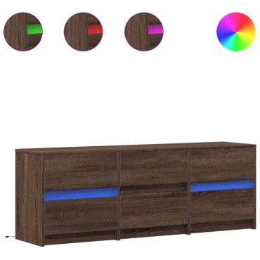 vidaXL Έπιπλο Τηλεόρασης με LED Καφέ Δρυς 140x34x50cm από Επεξ. Ξύλο