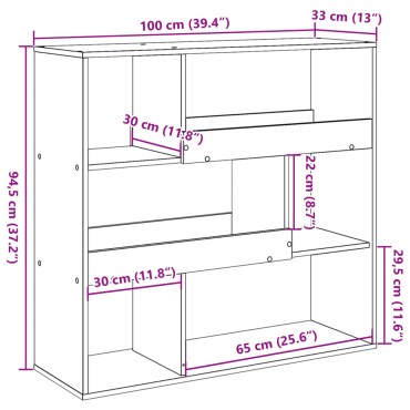 vidaXL Βιβλιοθήκη/Διαχωριστικό Χώρου Δρυς 100x33x94,5cm Επεξ. Ξύλο 1 τεμ.