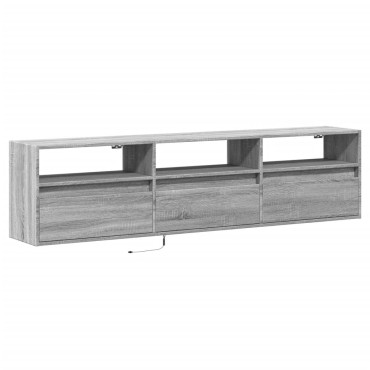 vidaXL Έπιπλο Τοίχου Τηλεόρασης με LED Γκρι Sonoma 180x31x45cm