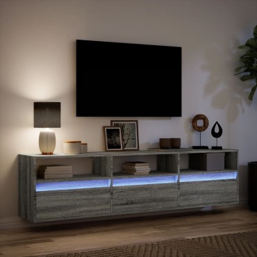 vidaXL Έπιπλο Τοίχου Τηλεόρασης με LED Γκρι Sonoma 180x31x45cm