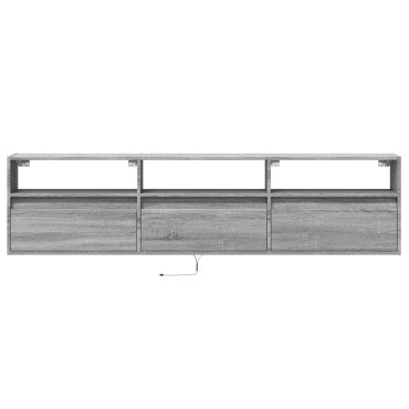 vidaXL Έπιπλο Τοίχου Τηλεόρασης με LED Γκρι Sonoma 180x31x45cm