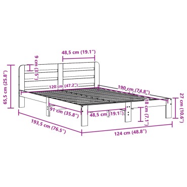 vidaXL Σκελετός Κρεβ. Χωρίς Στρώμα Λευκό 120x190 εκ Μασίφ Πεύκο