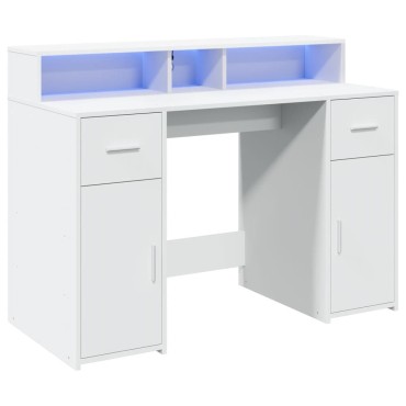 vidaXL Γραφείο με LED Λευκό 120x55x91cm από Επεξεργασμένο Ξύλο 1 τεμ.