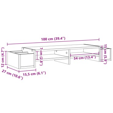vidaXL Βάση Οθόνης με Αποθ. Sonoma Δρυς 100x27x15 εκ. Επεξεργ. Ξύλο