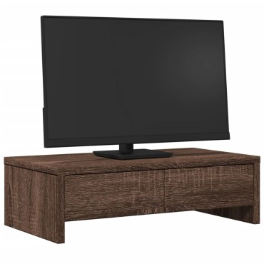 vidaXL Βάση Οθόνης με Συρτάρια Καφέ Δρυς 50x27x15 εκ. Επεξεργ. Ξύλο