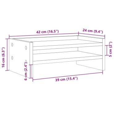 vidaXL Βάση Οθόνης Λευκή 42x24x16 εκ. από Επεξ. Ξύλο