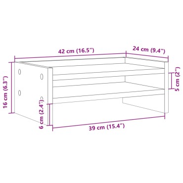 vidaXL Βάση Οθόνης Όψη Παλαιού Ξύλου 42x24x16 εκ. από Επεξ. Ξύλο
