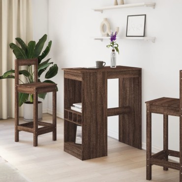 vidaXL Τραπέζι Μπαρ με Ράγες Καφέ Δρυς 90x47,5x103,5cm Επεξεργ. Ξύλο 1 τεμ.