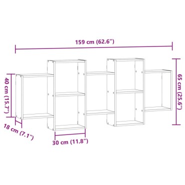 vidaXL Ραφιέρα Τοίχου Λευκό 159x18x65cm από Επεξεργασμένο Ξύλο 1 τεμ.