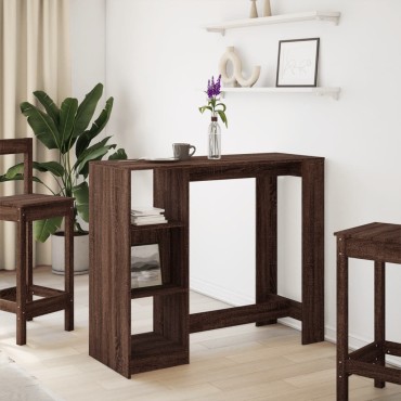 vidaXL Τραπέζι Κονσόλα με Ράφι Καφέ Δρυς 124x46x103,5cm Επεξεργ. Ξύλο 1 τεμ.