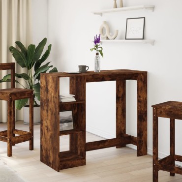vidaXL Τραπέζι Κονσόλα με Ράφι Καπνιστή Δρυς 124x46x103,5cm Επεξ. Ξύλο 1 τεμ.