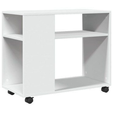 vidaXL Βοηθητικό Τραπέζι με Ρόδες Λευκό 70x35x60cm Επεξεργ. Ξύλο 1 τεμ.