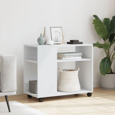 vidaXL Βοηθητικό Τραπέζι με Ρόδες Λευκό 70x35x60cm Επεξεργ. Ξύλο 1 τεμ.