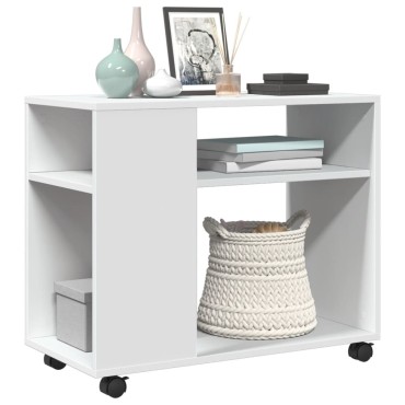 vidaXL Βοηθητικό Τραπέζι με Ρόδες Λευκό 70x35x60cm Επεξεργ. Ξύλο 1 τεμ.