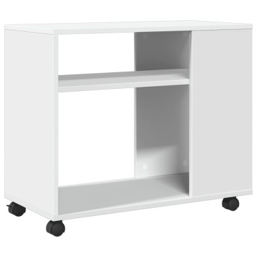 vidaXL Βοηθητικό Τραπέζι με Ρόδες Λευκό 70x35x60cm Επεξεργ. Ξύλο 1 τεμ.