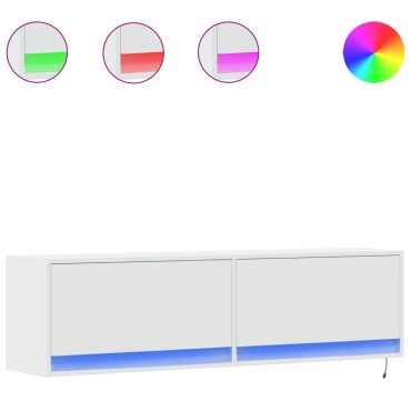 vidaXL Έπιπλο Τοίχου Τηλεόρασης με LED Λευκό 140x31x38cm