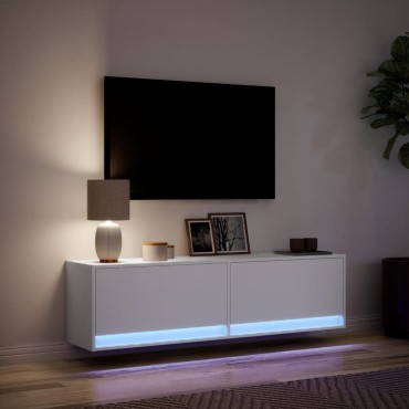 vidaXL Έπιπλο Τοίχου Τηλεόρασης με LED Λευκό 140x31x38cm