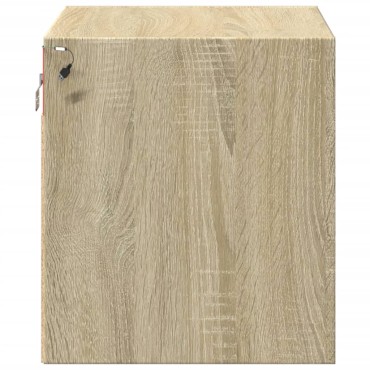 vidaXL Κομοδίνο Επιτοίχιο με Φώτα LED Sonoma Δρυς 50x31x35cm 1 τεμ.