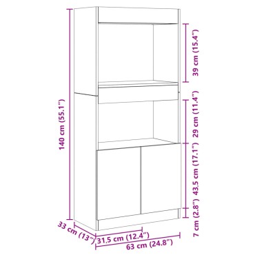 vidaXL Ντουλάπι Λευκό 63x33x140cm από Επεξεργασμένο Ξύλο 1 τεμ.