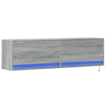 vidaXL Έπιπλο Τοίχου Τηλεόρασης με LED Γκρι Sonoma 140x31x38cm