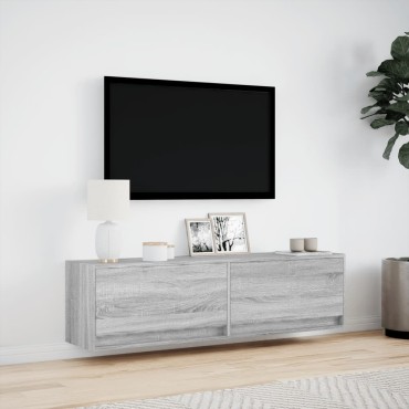 vidaXL Έπιπλο Τοίχου Τηλεόρασης με LED Γκρι Sonoma 140x31x38cm