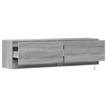 vidaXL Έπιπλο Τοίχου Τηλεόρασης με LED Γκρι Sonoma 140x31x38cm