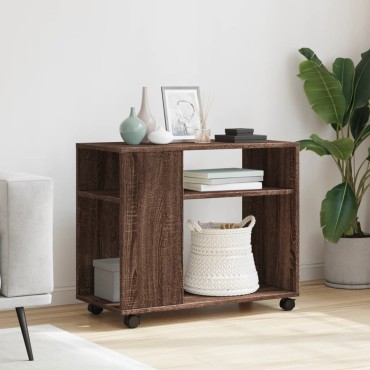 vidaXL Βοηθητικό Τραπέζι με Ρόδες Καφέ Δρυς 70x35x60cm Επεξ. Ξύλο 1 τεμ.