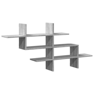 vidaXL Ραφιέρα Τοίχου Γκρι Sonoma 124,5x18x60,5cm Επεξεργασμένο Ξύλο 1 τεμ.