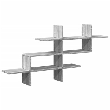 vidaXL Ραφιέρα Τοίχου Γκρι Sonoma 124,5x18x60,5cm Επεξεργασμένο Ξύλο 1 τεμ.