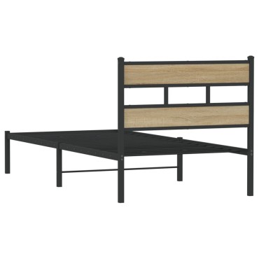 vidaXL Σκελετός Κρεβ. Χωρίς Στρώμα Sonoma Δρυς 100x190 εκ. Μεταλλικό