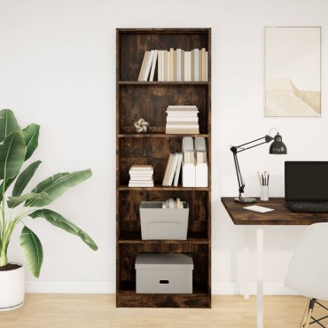 vidaXL Βιβλιοθήκη Καπνιστή Δρυς 60x24x176cm από Επεξεργασμένο Ξύλο 1 τεμ.