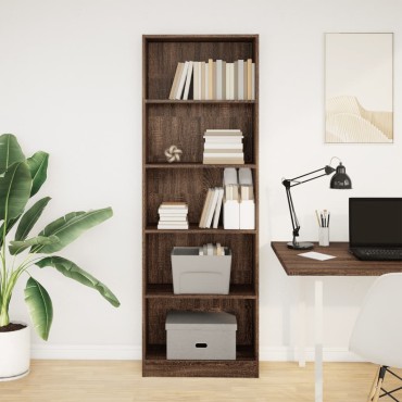 vidaXL Βιβλιοθήκη Καφέ Δρυς 60x24x176cm από Επεξεργασμένο Ξύλο 1 τεμ.