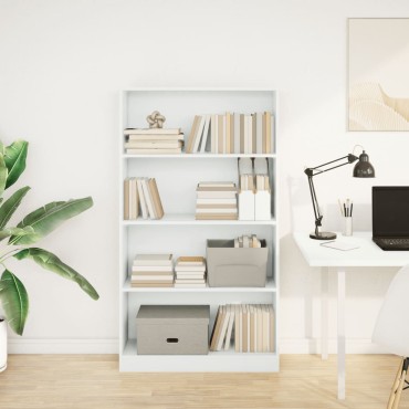 vidaXL Βιβλιοθήκη Λευκή 80x24x143cm από Επεξεργασμένο Ξύλο 1 τεμ.