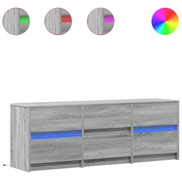 vidaXL Έπιπλο Τηλεόρασης με LED Γκρι Sonoma 140x34x50cm Επεξ. Ξύλο