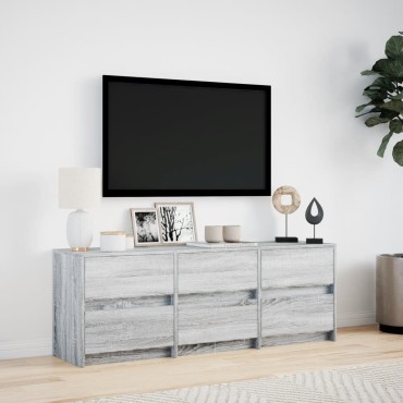 vidaXL Έπιπλο Τηλεόρασης με LED Γκρι Sonoma 140x34x50cm Επεξ. Ξύλο