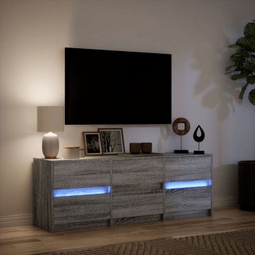 vidaXL Έπιπλο Τηλεόρασης με LED Γκρι Sonoma 140x34x50cm Επεξ. Ξύλο
