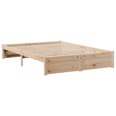 vidaXL Κρεβάτι Βιβλιοθήκη Χωρίς Στρώμα 140x200 εκ Μασίφ Ξύλο Πεύκο