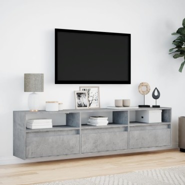 vidaXL Έπιπλο Τηλεόρασης με LED Γκρι Σκυροδέματος 180x31x45cm