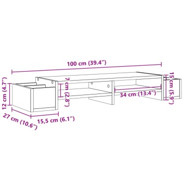 vidaXL Βάση Οθόνης με Αποθ. Καφέ Δρυς 100x27x15 εκ. Επεξεργ. Ξύλο