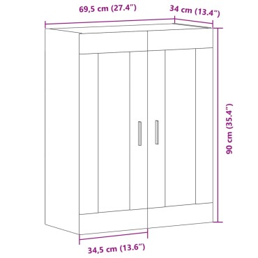 vidaXL Ντουλάπι Τοίχου Παλ. Ξύλο 69,5x34x90cm από Επεξεργασμένο Ξύλο 1 τεμ.