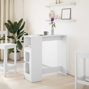 vidaXL Τραπέζι Μπαρ με Ράφια Λευκό 101x40x103,5cm Επεξεργ. Ξύλο 1 τεμ.