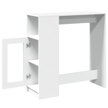 vidaXL Τραπέζι Μπαρ με Ράφια Λευκό 101x40x103,5cm Επεξεργ. Ξύλο 1 τεμ.