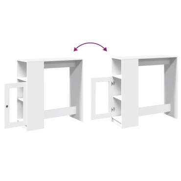 vidaXL Τραπέζι Μπαρ με Ράφια Λευκό 101x40x103,5cm Επεξεργ. Ξύλο 1 τεμ.